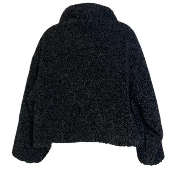 Zara Fleece Teddy Jacket in Black - Picture 3 of 10